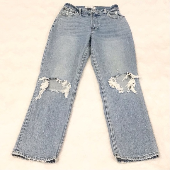 Abercrombie 4 Short (27S) 90s Straight Ultra High Rise Curve Love Women’s Jeans - Picture 2 of 11